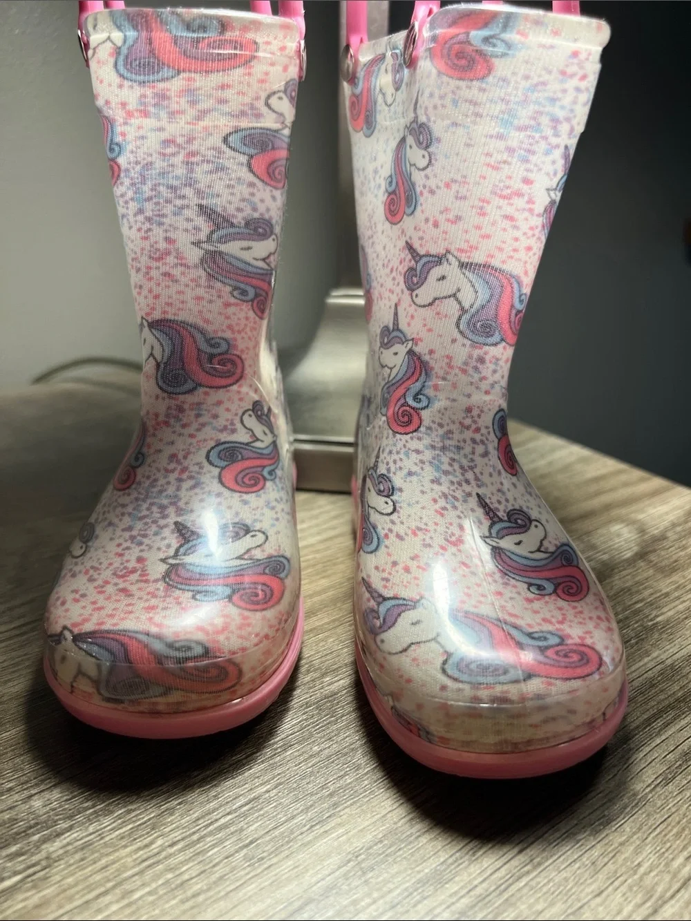Girls' Unicorn Rain Boots in Pink & White